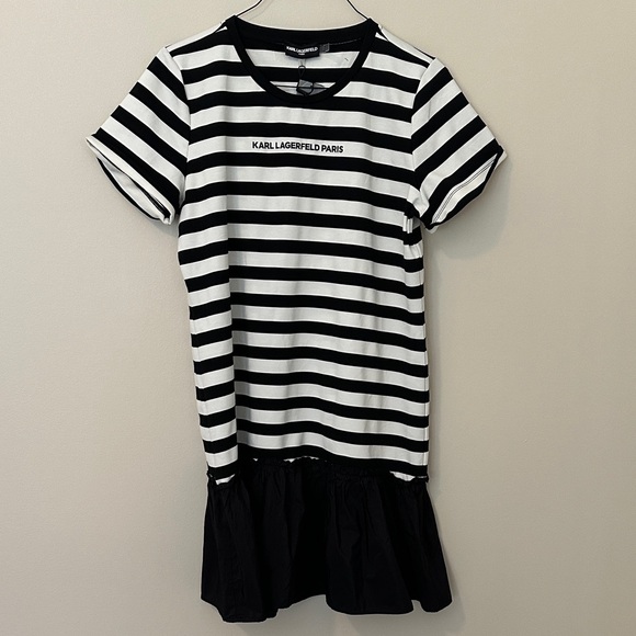Karl Lagerfeld Monochrome Striped Midi Dress - Picture 1 of 4
